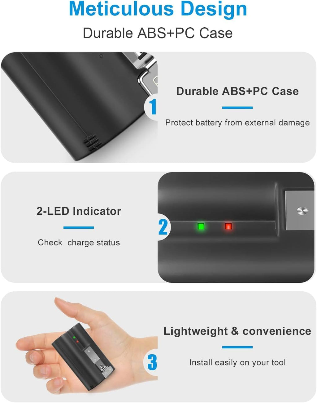2Pack Replacement for Ring Battery Compatible with Ring-Doorbell-Camera 2/3/4/3plus, Stick Up Camera (2nd and 3rd Gen), Also for Spotlight Cam and Peephole Cam, Rechargeable 3.65V 6040mAh Battery