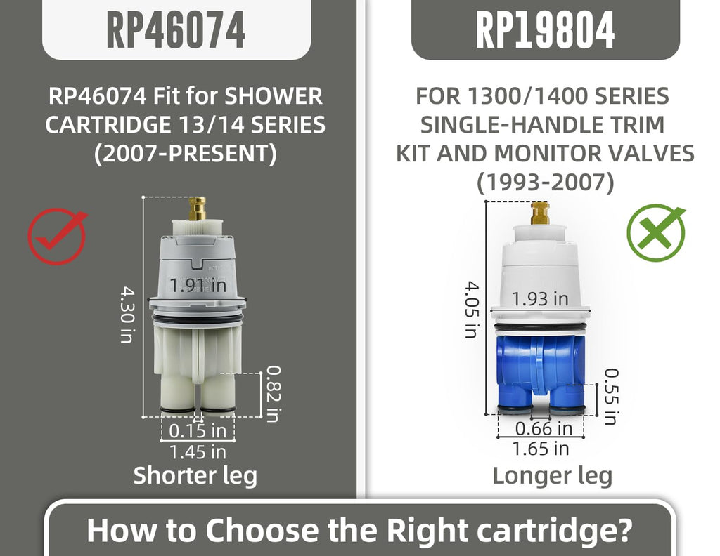 RP46074 Compatible with Delta 13/14 Series Bath Tub Shower Faucet Single Handle Universal MultiChoice Rough-in Valve Monitor Cartridge Repair Assembly Plumbing Parts