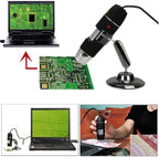Microscope Accessories Kit 500X Pixels 2MP Digital Microscope 8 LED Digital USB Microscope Stereo Camera Microscope Slides