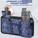 ZHCHG Wheelchair Side Bag with Cup Holder, Wheelchair Armrest Pouch Accessories for Walker, Rollator, Electric Scooter Wheelchairs, Ideal Gift for Mother's Day & Father's Day, Blue