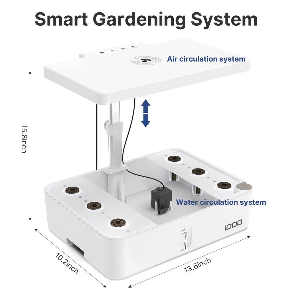 iDOO Hydroponics Growing System Kit 12Pods, Christmas Gifts for Women Mom, Herb Garden Indoor with LED Grow Light for Home School, Built-in Fan, Auto-Timer, Adjustable Height Up to 11.3", 12Pods-White