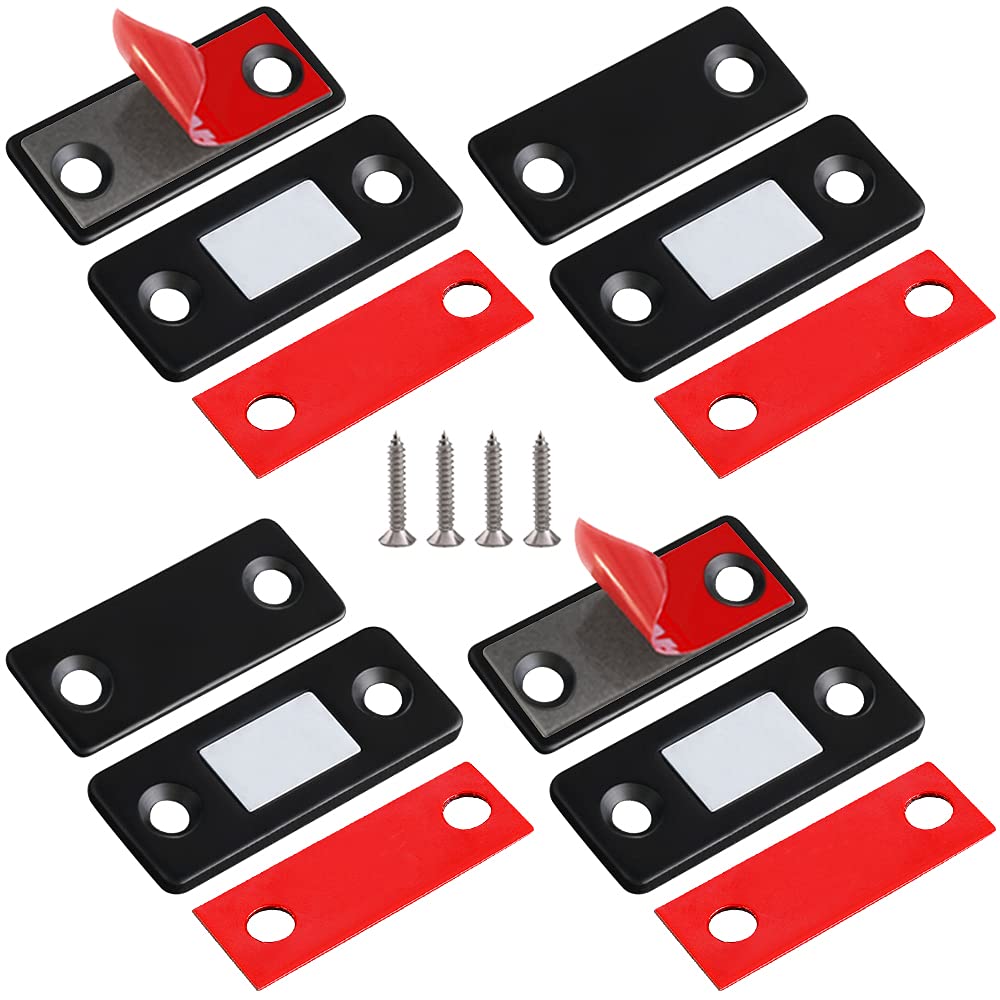 Cabinet Magnetic Catch Jiayi 4 Pack Ultra Thin Cabinet Door Magnets Stick on Drawer Magnets Cabinet Latch Magnetic Closures for Cabinets Kitchen Closet Door Closing Magnetic Door Catch Closer