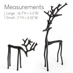 Christmas Decorations - Set of 2 Black Reindeer Statues - Modern Aluminum Alloy Xmas Figurines - Elegant Indoor Holiday Decor - Table Centerpieces - Ideal for Mantel Living Room Bedroom Office