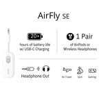 Twelve South AirFly SE | Bluetooth Wireless Transmitter/Adapter for AirPods/Wireless or Noise-Cancelling Headphones; use on Airplanes and Gym Equipment, 20+ hr Battery Life