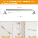 16 Inch Shower Grab Bar 2 Pack Polished Chrome SUS 304 Safety Grab Bars with Concealed Screws, 500lbs Support Assist Bath Handle Balance Bar for Handicap Elderly Pregnant Women for Christmas Gifts