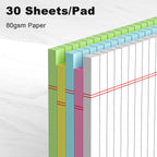 5pcs Small Note Pads 5x8 Notebook College Ruled Legal Pads Color Notepads 5 Pack Study Back Writing Pads 5 x 8 Perforated Narrow Ruled Pads of Paper for School & Office Supplies 30 Sheets/Pack
