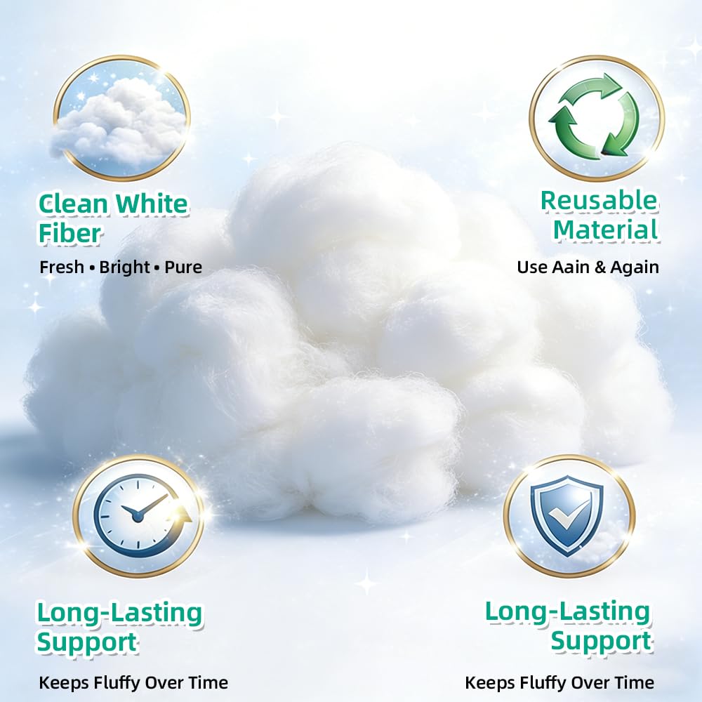 Welacer Polyfill Stuffing, Fluffy Pillow Stuffing for Stuffed Animals, DIY Plush Toys, Cushions, Cloud Decorations, Premium Original White Polyester Filling for Crochet Crafts,2.3lb/36.8oz