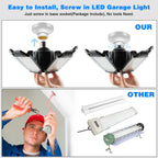 POLARPRA LED Garage Light - 160W LED Garage Ceiling Lights 16000LM Super Bright Garage Lighting with 6 Deformable Panels E26/E27 Screw in Led Shop Lights for Basement Workshop Warehouse Attic