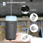 Unee Car Diffuser,90ml USB Rechargeable High Power Aroma Essential Oil Aromatherapy Humidifier Diffuser(Rechargeable Dark Grey Wood Grain)