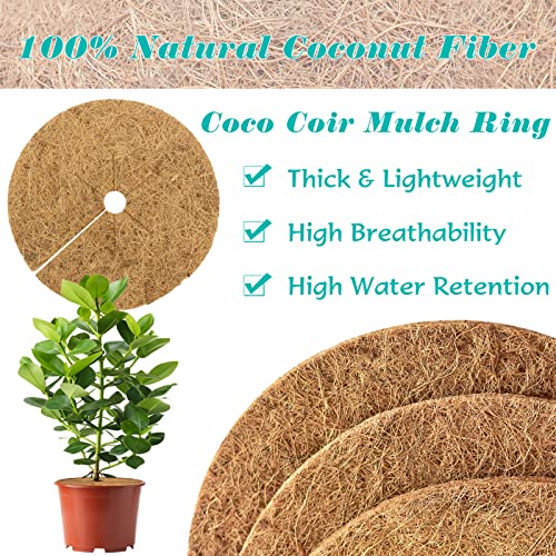 ZeeDix 10 Pcs Coconut Fibers Mulch Ring Tree Protector Mat, 14 Inch Coco Coir Tree Protection, Tree Ring Mats Tree Disc Plant Cover for Indoor or Outdoor