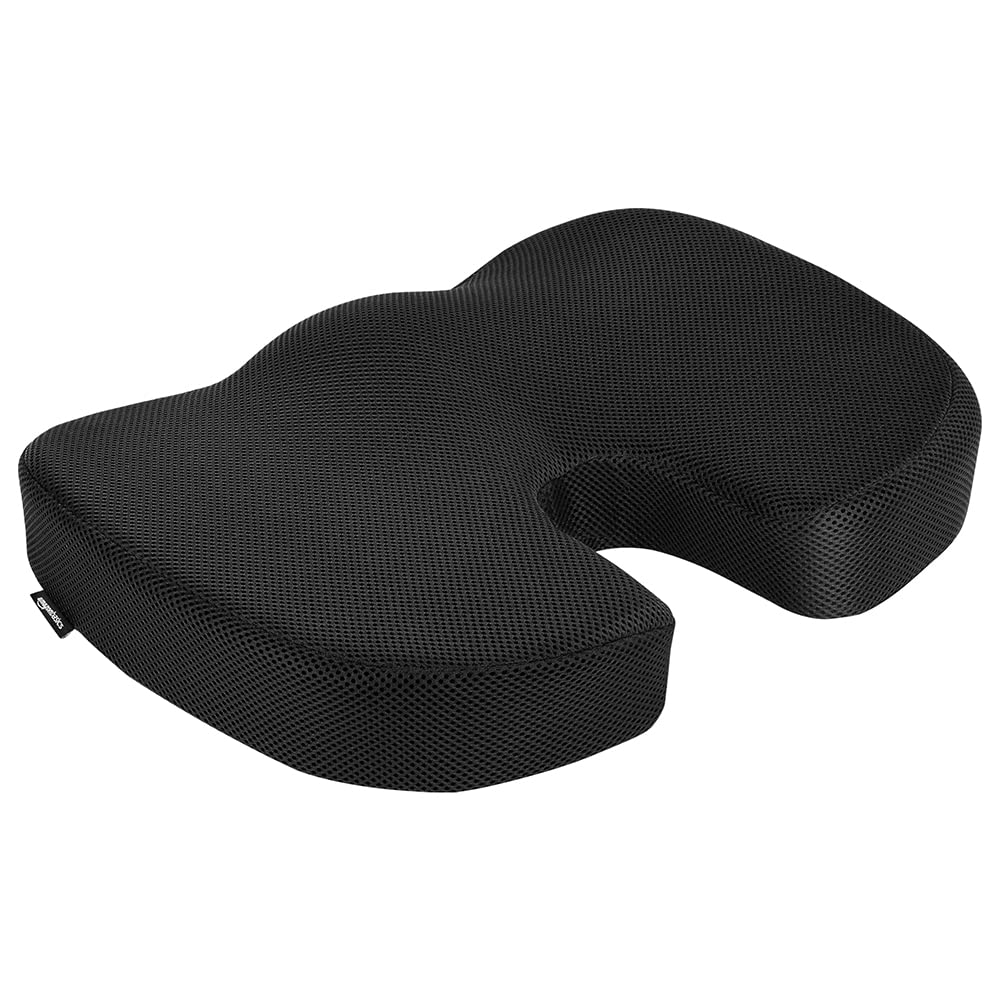 Amazon Basics Comfortable Seat Cushion for Office Chairs, Enhanced Memory Foam, Black
