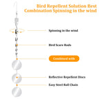 Upgraded Bird Scare Devices, 3.9 Inch Large 18PCS Reflective Discs Set + 6PCS Bird Scare Rods, Double-Sided Bird Reflectors Keep All Birds Away Woodpeckers Pigeons from Your House Garden Boat