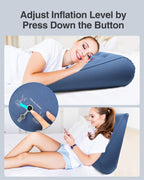 Luxtude Inflatable Wedge Pillow for Sleep Apnea, Travel Wedge Pillow for Back Pain Relief, Knee Leg Elevation Support, Inflatable Bed Pillows for Sleeping, Back Support for Sitting Up