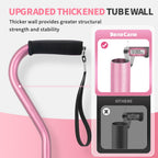 BeneCane Walking Cane for Men & Women Adjustable Cane with Offset Soft Cushioned Handle -Portable Lightweight Sturdy Mobility Walker Aid for Elderly, Seniors Collapsible Cane Pink