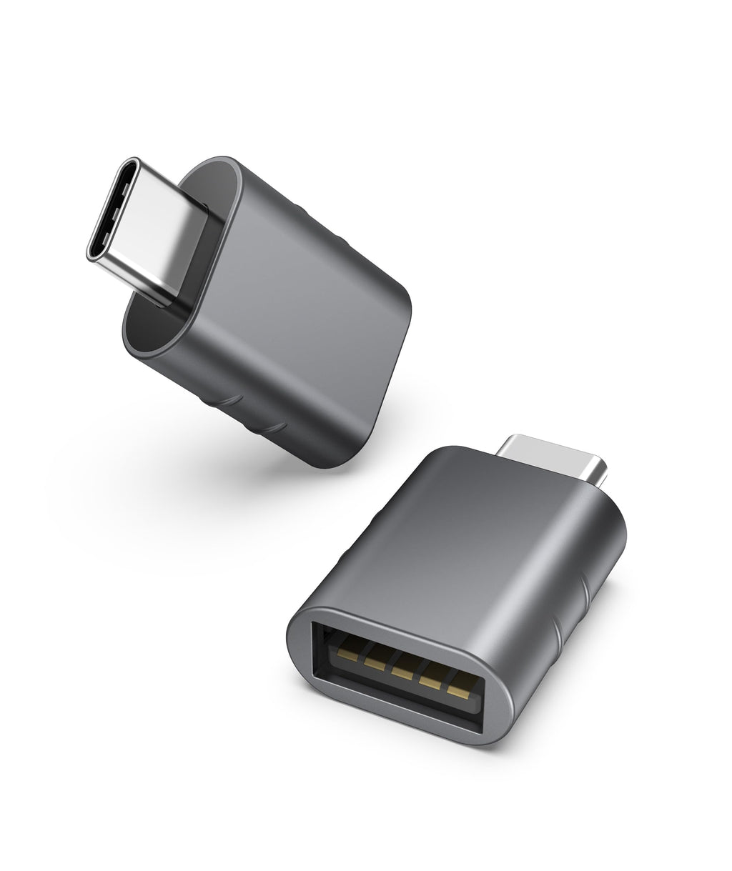 USB C to USB Adapter Pack of 2, USB 3.0 Female to Thunderbolt 4/3 Adapter Compatible with MacBook Pro Air 2024, Surface, iPad, iPhone, Galaxy Notebook, XPS and More Type C Devices, Space Grey