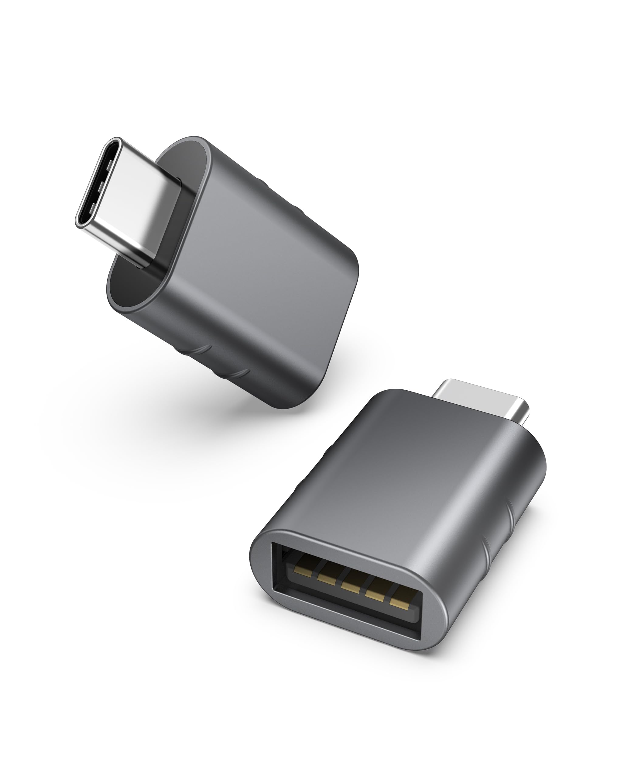 USB C to USB Adapter Pack of 2, USB 3.0 Female to Thunderbolt 4/3 Adapter Compatible with MacBook Pro Air 2024, Surface, iPad, iPhone, Galaxy Notebook, XPS and More Type C Devices, Space Grey