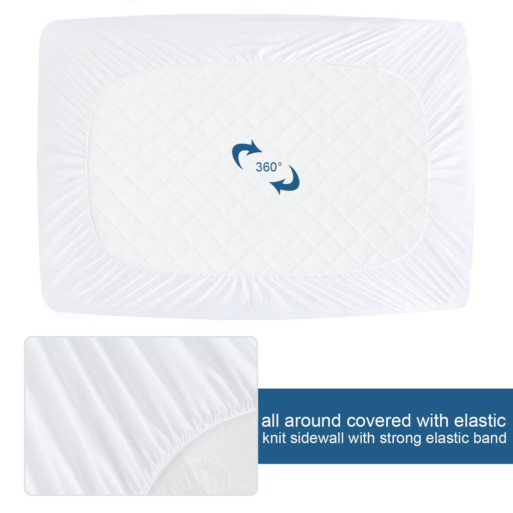 Full Size Mattress Protector Waterproof Mattress Topper Pad Cover Fitted Bed Sheets Full up -14'' Terry Super Soft & Breathable & Noiseless Mattress Protector Full Machine Washable