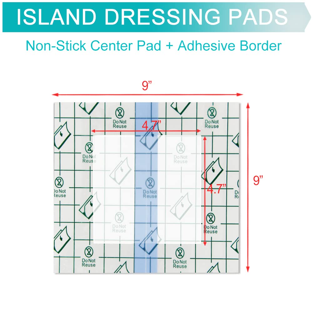 EaseToU Waterproof PD Dialysis Catheter Shower Cover 9x9 with No Glue On The Center, Peritoneal Dialysis PICC Line Chest Port Shower Protector Shield Island Bandage Dressing Accessories (Pack of 25)