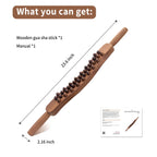 Goodtar Guasha Wood Stick Tools Wooden Therapy Scraping Lymphatic Drainage Massager, Double Row 34 Beads Point Treatment Gua Sha Tools for Back Leg (34 Beads)
