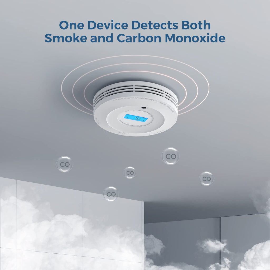 AEGISLINK Smoke and Carbon Monoxide Detector 10-Year Lifespan, Photoelectric Fire Alarm and Electrochemical CO Alarm with Test/Silence Button, with Replaceable Battery, SC240, 6 Pack