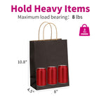 RACETOP 50Pcs Black Gift Bags 8x4.5x10.8 Inch, Kraft Paper Bags with Handles, Shopping Bags for Boutique, Wedding Party Favor, Merchandise, Retail, Small Business, Bulk Gift Wrap