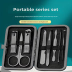 Black Nail Clipper Set, Men's Stainless Steel Nail Clippers, Callus Removal Ear Scoop Set, Hand and Foot Beauty Tool Kit