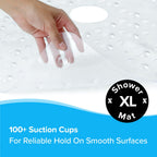 SlipX Solutions Extra Large Square Shower Mat, 27"x27", Non-Slip Stall Mat for Elderly & Kids Standing Bath Tub Mat, Machine Washable, Suction Cups, Clear