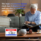 AINFTIME Digital Clock with Date and Day of Week for Elderly-12 Alarms Medication Reminder Dementia Alzheimers Clock Calendar with Extra Large Display (10.1 inch White)