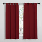 NICETOWN Holiday Christmas Decor Thermal Insulated Solid Grommet Blackout Curtains/Drapes for Living Room (1 Pair, 42 by 63 inches, Burgundy Red)