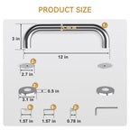 AmazerBath Shower Grab Bars for Seniors Anti Slip, Bath Safety Grab Bar for Needy, Stainless Steel Bathroom Safety Grab Bars, Thickened Bar Bigger Base Holds 500LBS, 12" L x 1.25" D, Brushed Nickel