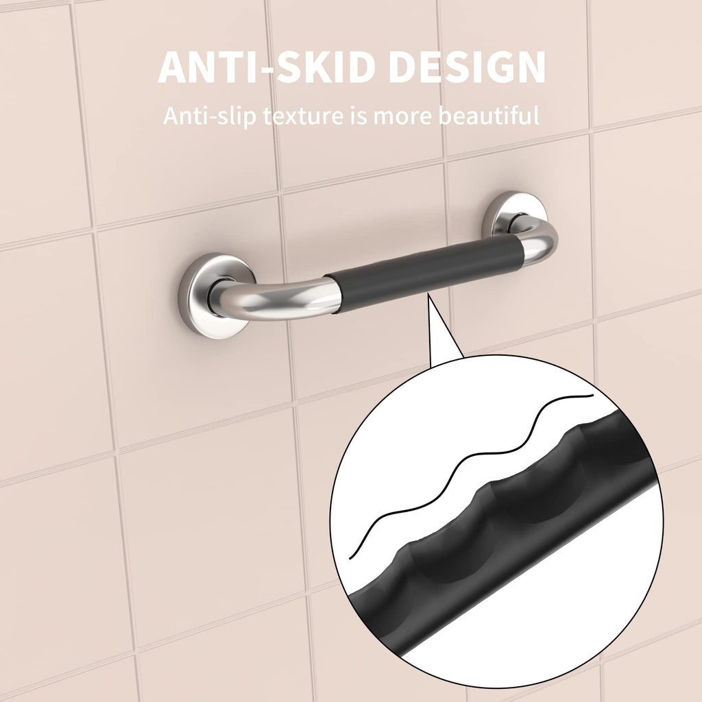 20 Inch Shower Grab Bar w/Anti Slip Rubber Grip, Munzong Stainless Steel Bathroom Grab Bar, Chrome Bathroom Balance Bar,Safety Handrail Support,Handicap Injury Elderly Senior Assist Bath Handle