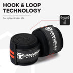 Iron Bull Strength Knee Wraps (1 Pair) - 80" Elastic Knee and Elbow Support & Compression - For Weightlifting, Powerlifting, Fitness, WODs & Gym Workout - Knee Straps for Squats (Black/Red)