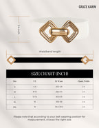 GRACE KARIN Womens Wide Elastic Belt Stretch Leather Belt Gold Buckle Belts for Dress White S-M