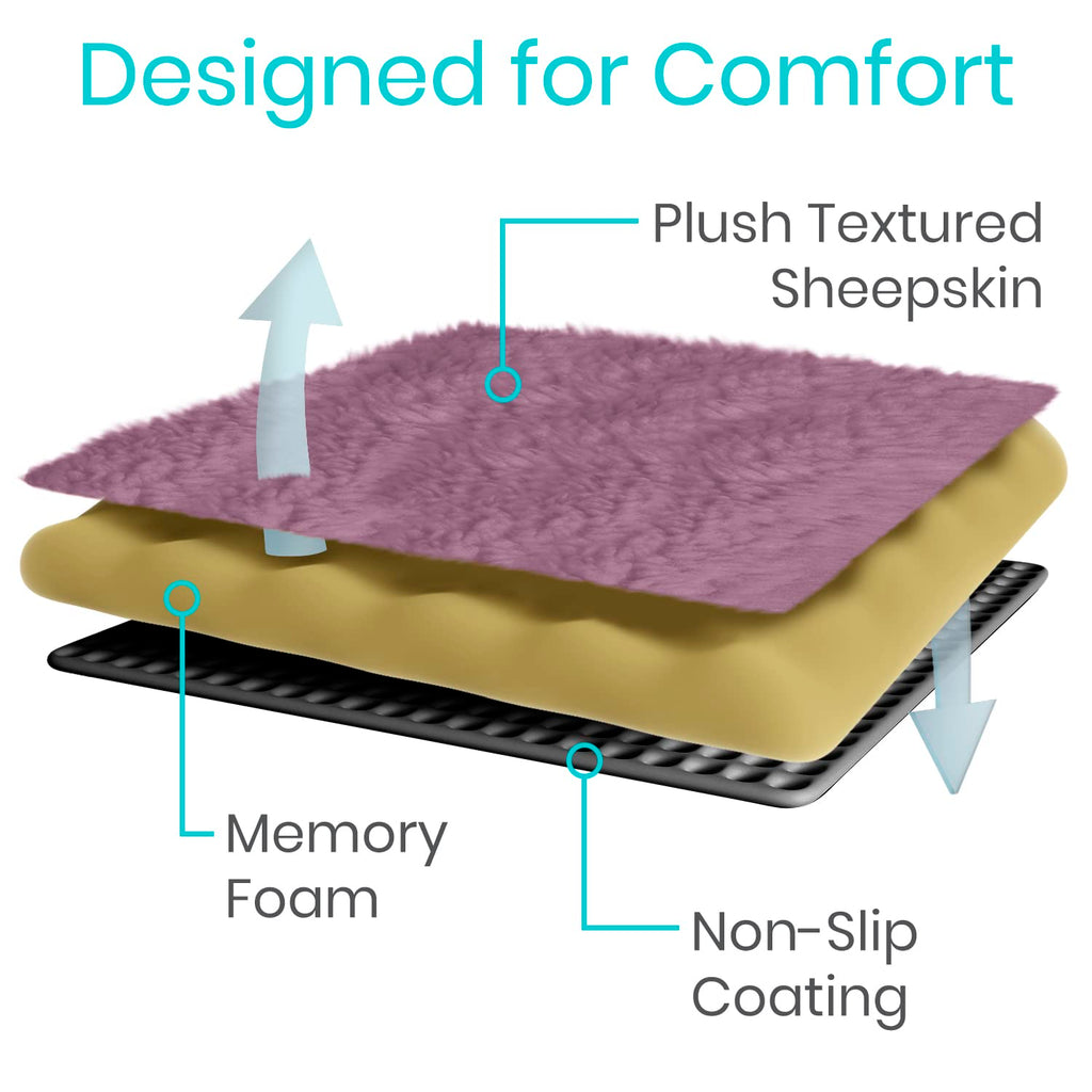 Vive Mobility Knee Scooter Pad Cover - Soft Plush Adult Sheepskin Memory Foam Cushion, Walker Accessory for Knee Roller, Padded Accessories Leg Cart Improves Comfort with Injury, Universal Fit (Pink)
