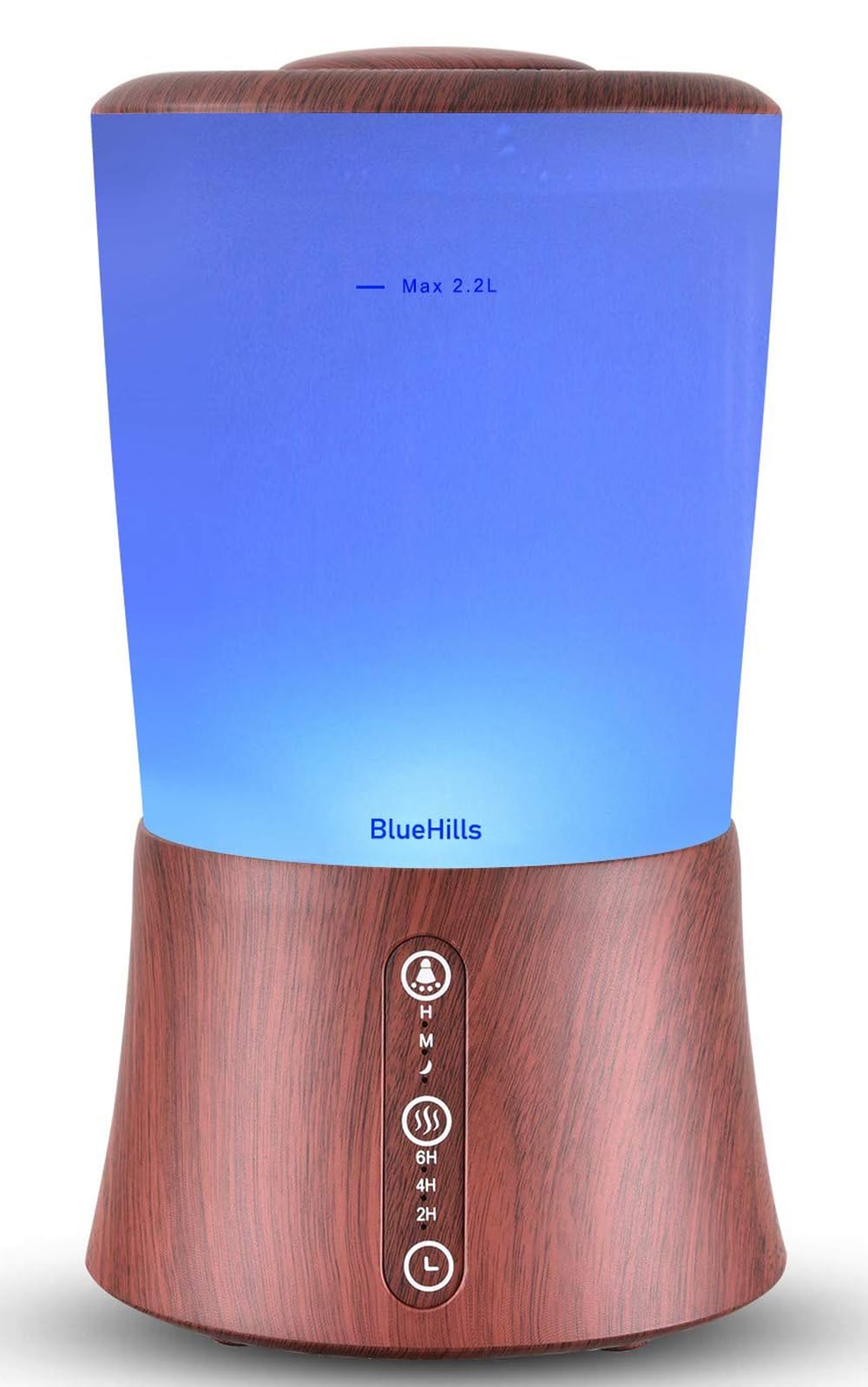 BlueHills Large 2000 ML XL Essential Oil Diffuser Aroma Humidifier 2 Liter Capacity for Big Living Room Home Baby Long Run XL Huge Coverage Area High Mist Timer Dark Wood Grain 2L S3