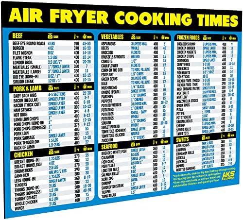 Air Fryer Cooking Times and Instant Pot Magnetic Cheat Sheet Combination Bundle - Extra Large Easy to Read Reference Guides for Air Frying and Instant Pot Pressure Cooking - Kitchen Accessories