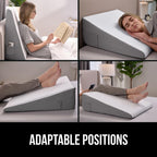 GORILLA GRIP Bed Wedge Ergonomic Sleeping Pillow, Soft Dual Layer Memory Foam, Stay in Place Dots, Breathable, Headboard Triangle Sleep Support for Reading Acid Reflux Anti Snoring, 7.5in White Gray