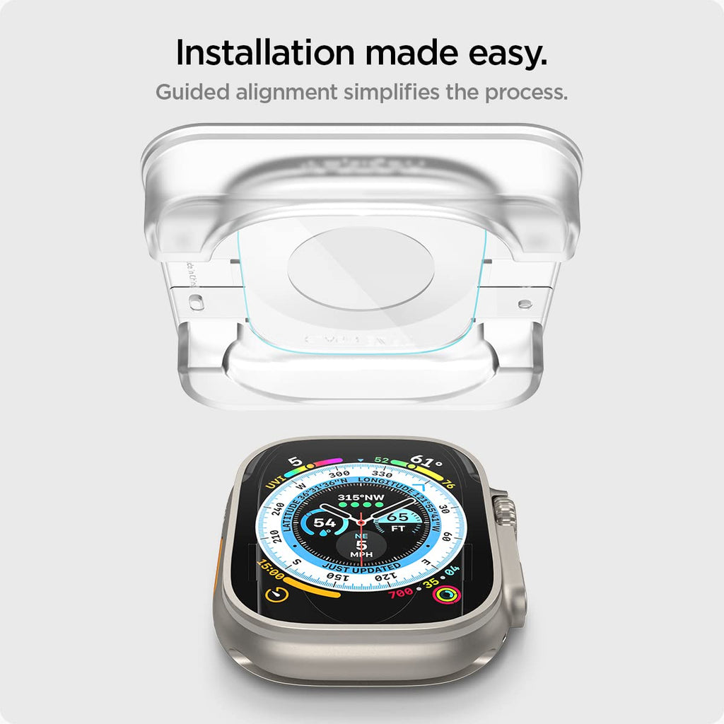Spigen EZ Fit Tempered Glass Screen Protector for Apple Watch Ultra 2, Apple Watch Ultra (49mm) - 2 Pack