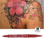 Tattoo Marking Pen, 10pcs Double End Skin Marker Piercing Positioning Pen Tool Removable Markers Aesthetic Procedures Surgical Stencil Sites Bold Tip Scribe Art Men Women Teenage Adult Gifts(Red)