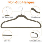 Amazon Basics Slim, Velvet, Non-Slip Suit Clothes Hangers, Gray/Silver - Pack of 50