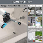 Drain Auger, Clog Remover with Drill Adapter, 25 Feet Flexible Plumbing Snake Use Manually or Powered for Kitchen,Bathrom and Shower Sink, Comes with Gloves(Gray)