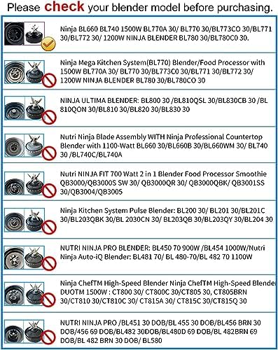2 Pack 6 Fins Blender Blade Assembly and Single Serve 16 oz Cups Replacement Parts Compatible with Nutri Ninja BL770 BL771 BL772 BL740 BL780 BL660 BL663 Professional Smoothie Blender (3.35 inch)