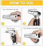 TBTeeK Butane Torch, Kitchen Torch Cooking Torch with Safety Lock & Adjustable Flame for Cooking, BBQ, Baking, Brulee, Creme, DIY Soldering, 2Pack (Butane Not Included)