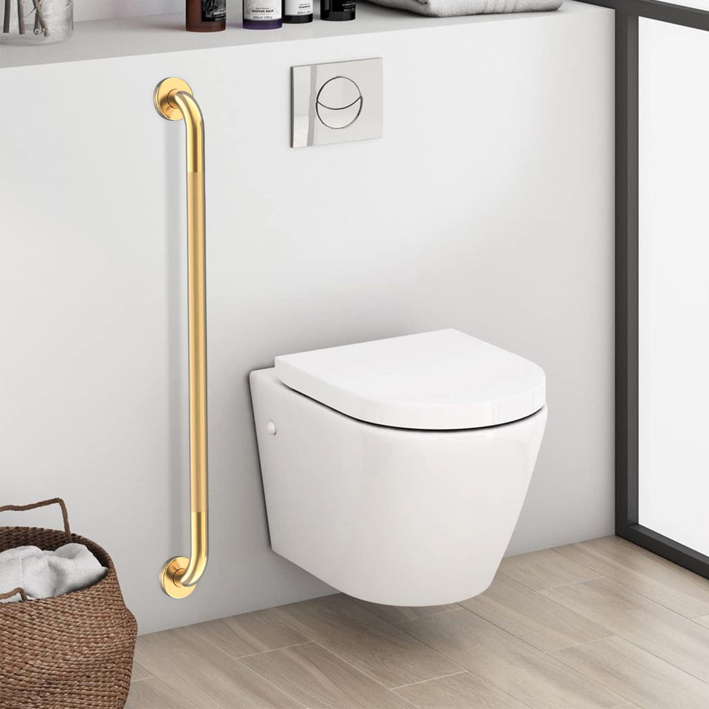 32 Inch Anti Slip Shower Grab Bar Gold, Munzong 2 Pack Bathroom Grab Bar, Knurled Bathroom Balance Bar,Safety Hand Rail Support Handicap Elderly Injury Senior Assist Bath Handle