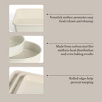 Martha Stewart Gallen 10 Piece Baking Pans Ceramic PFA Free Non Toxic Non Stick Bakeware Set - Linen White