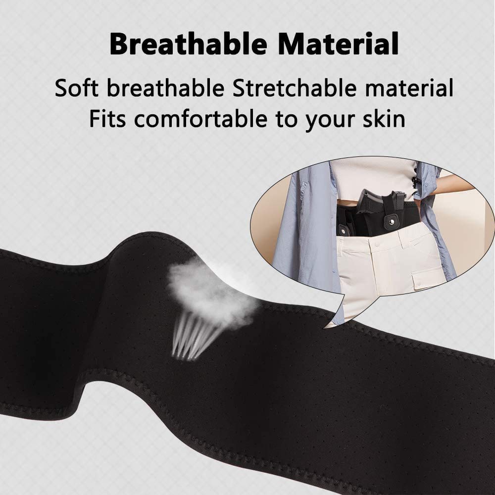 Belly Band Holster for Men Women - Gun Holster for Comfortable Carry Fits Glock, Smith Wesson, Taurus, Ruger, and More-Breathable Neoprene Waistband Holster for Most Pistols and Revolvers