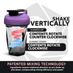 HELIMIX 1.5 Vortex Blender Shaker Bottle Holds Upto 20oz | No Blending Ball or Whisk | USA Made | Portable Pre Workout Whey Protein Drink Shaker Cup | Mixes Cocktails Smoothies Shakes | Top Rack Safe