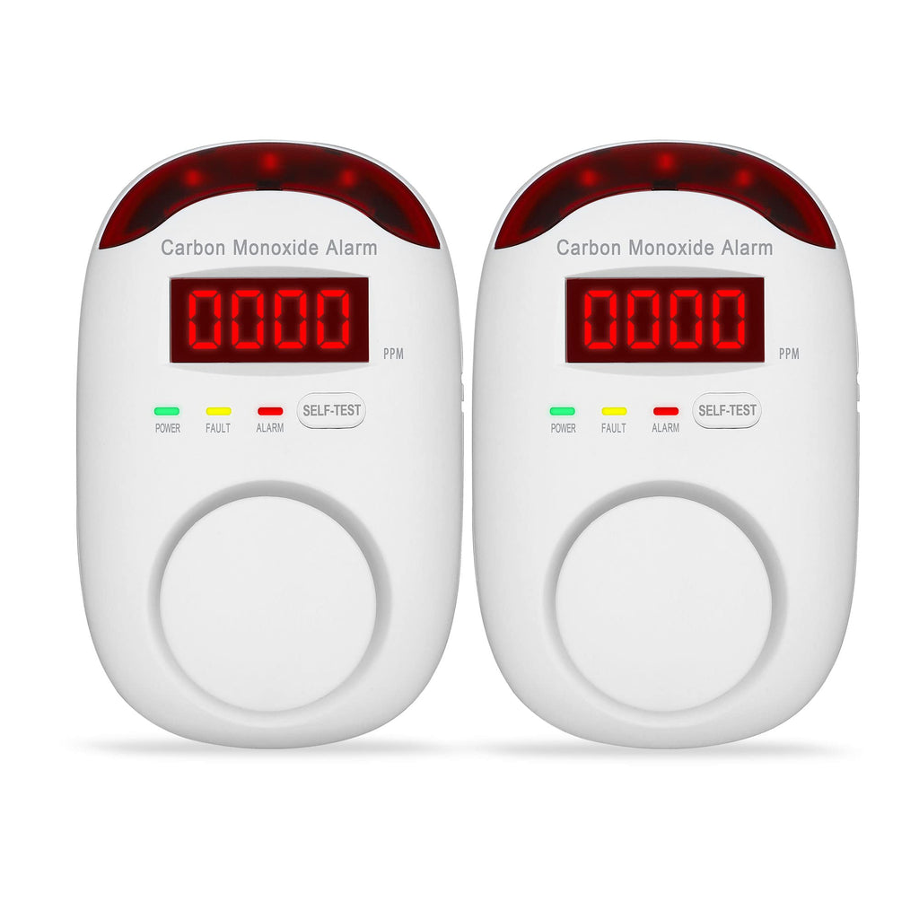 Plug-in Carbon Monoxide Detectors,Koabbit CO Level Monitoring Alarm with Light & Digital Display for Home/Kitchen/Bedroom,Accurate & Easy to Install(2 Pack)