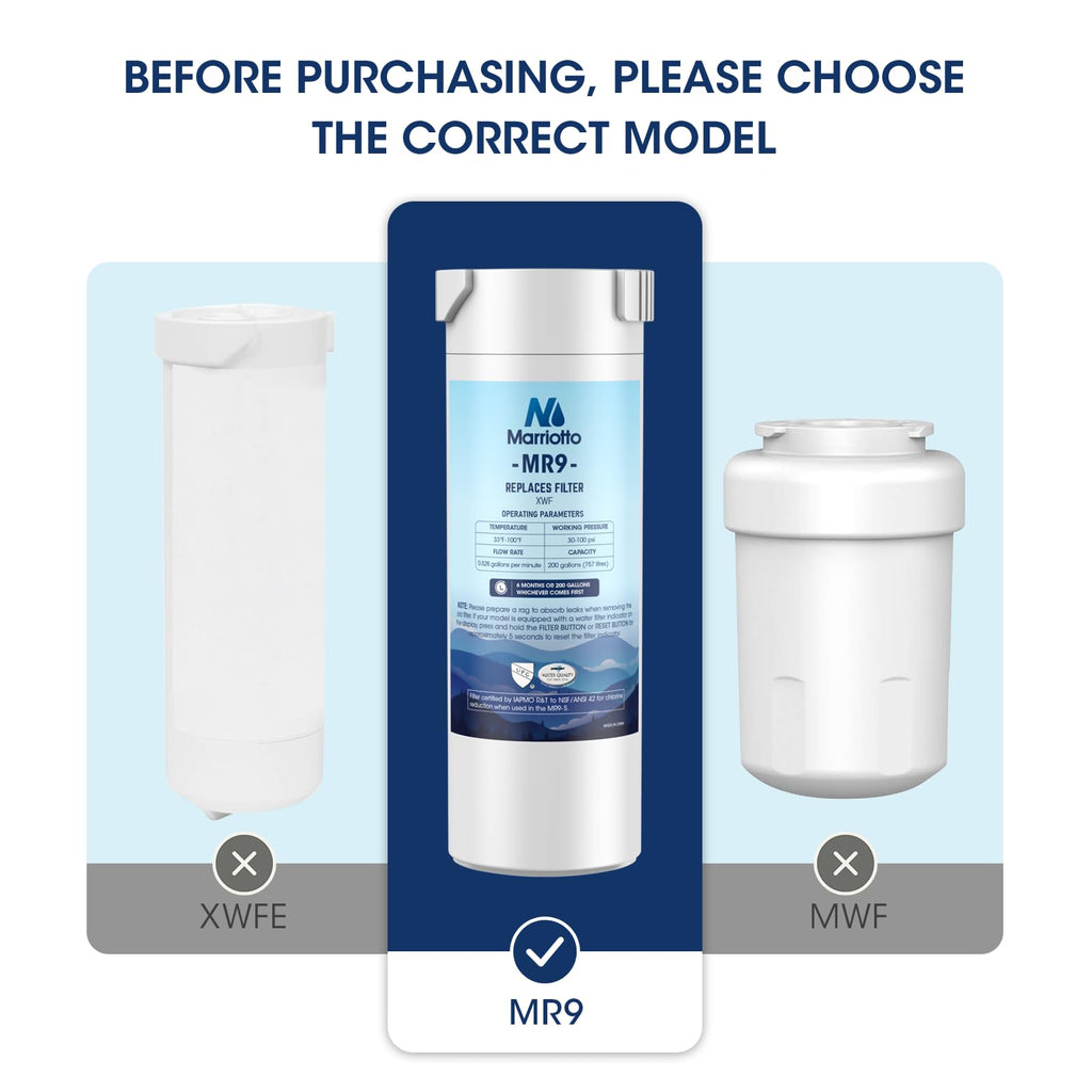 MARRIOTTO XWF Water Filter Replacement for GE XWF Refrigerator Water Filter, 3 Pack (Not XWFE)
