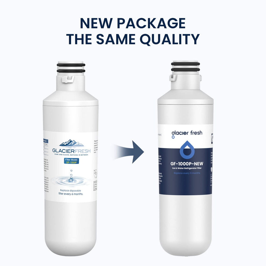 GLACIER FRESH LT1000PC Replacement Water Filter, Compatible with LT1000PC/PCS, LT1000PC, LT-1000PC Water Filter and LT120F ADQ73334008 Fresh Air Filter 4 Pack